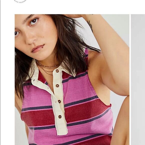 NWT We The Free Walking On Sunshine Racer Back Tee in Plumb Combo - Picture 2 of 12